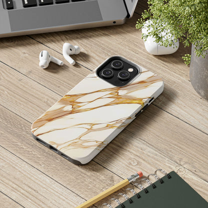 Funda/Cubierta resistente para teléfono con textura de mármol dorado de lujo | Estética