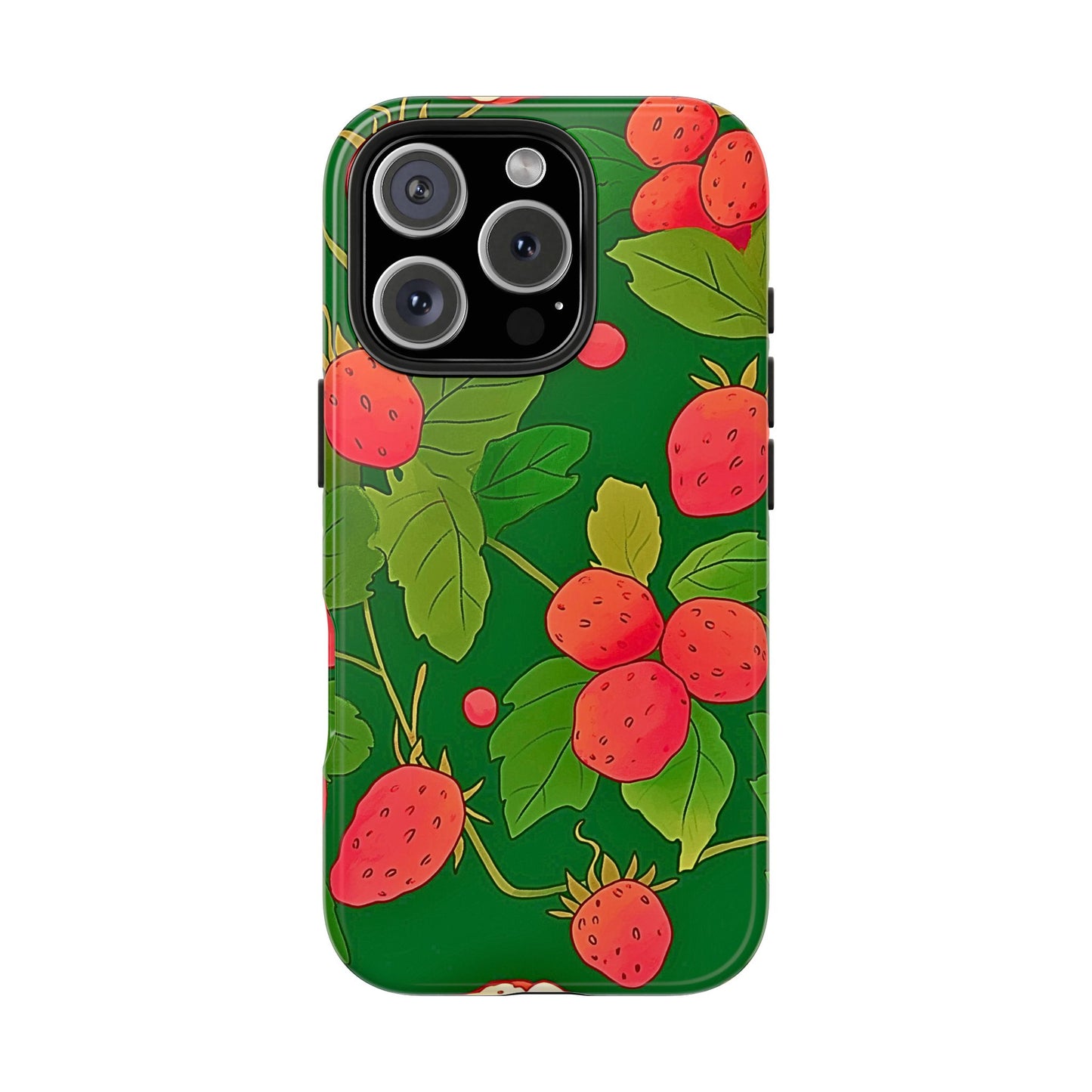 Dark Strawberry Pattern Preppy Tough Phone Case | Aesthetic
