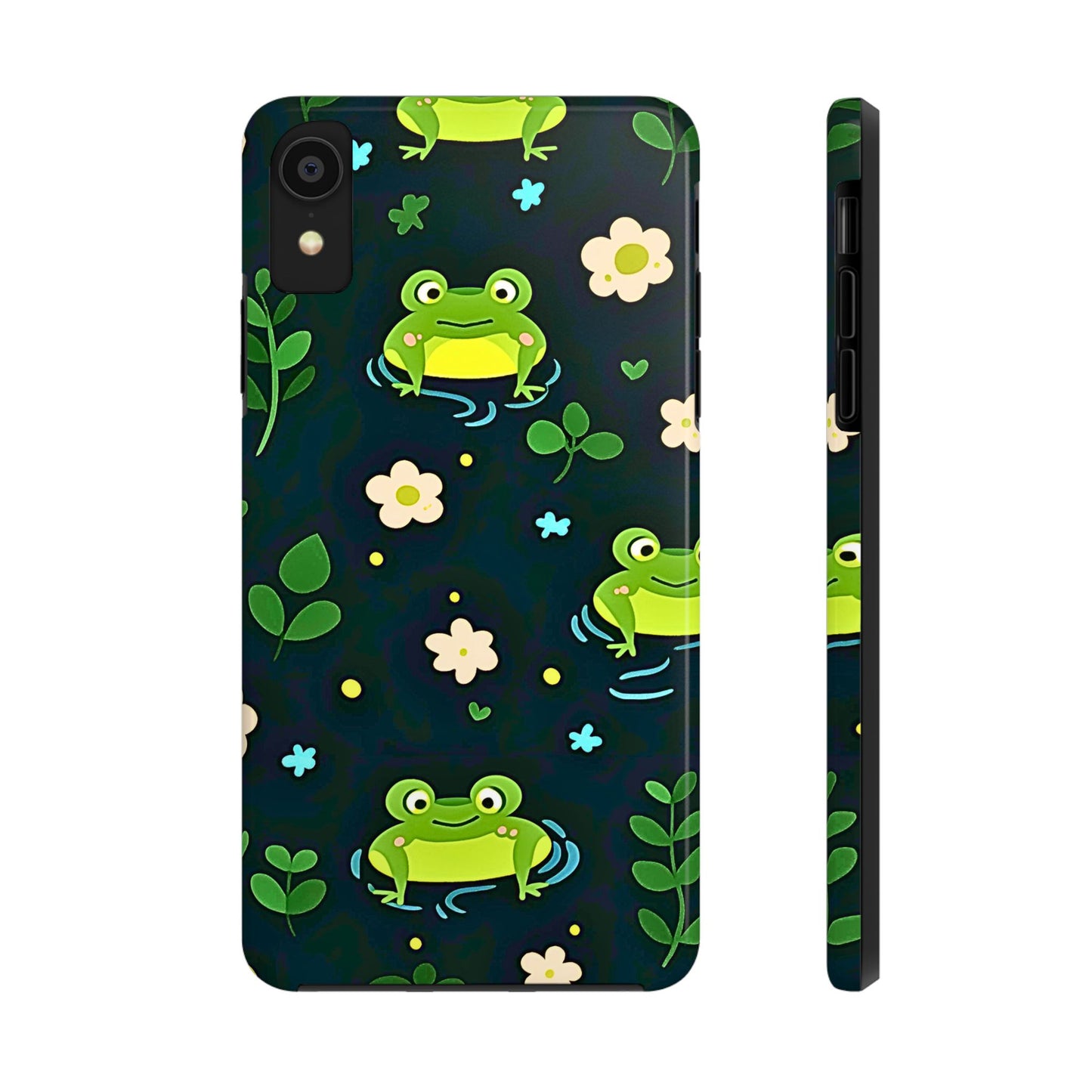 Kawaii Froggy Pattern Black Tough Phone Case | Animals