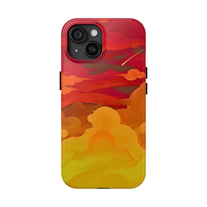 Funda resistente para teléfono con diseño de nubes rojas y naranjas | Estética
