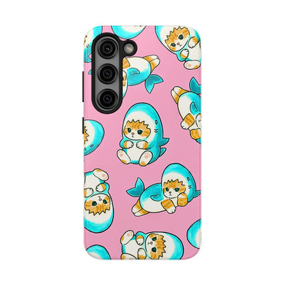 Pink Cute Shark Cats Pattern Tough Phone Case | Animals