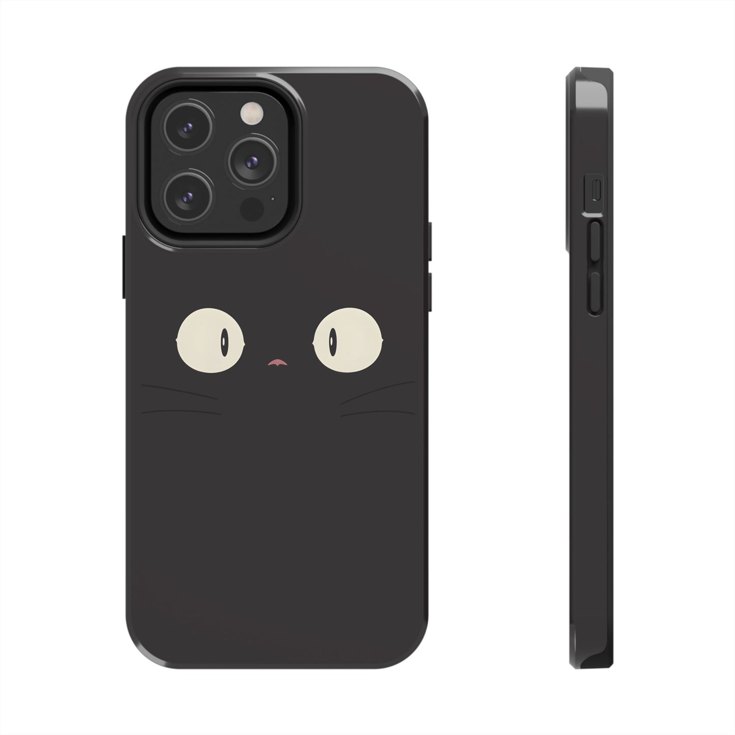 Adorable Black Cat Face and Eyes Minimal Tough Phone Case | Animals