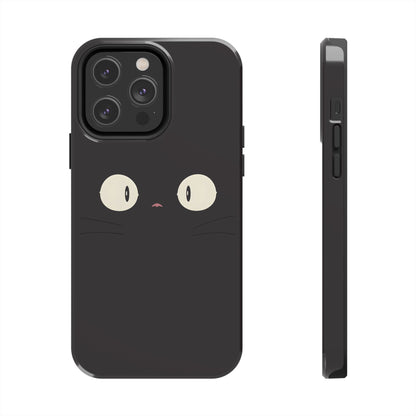 Adorable Black Cat Face and Eyes Minimal Tough Phone Case | Animals