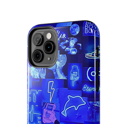 Blue Neon Style Tough Phone Case | Aesthetic