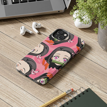 Nezuko Kamado Head Pattern Tough Phone Case | Anime - Demon Slayer
