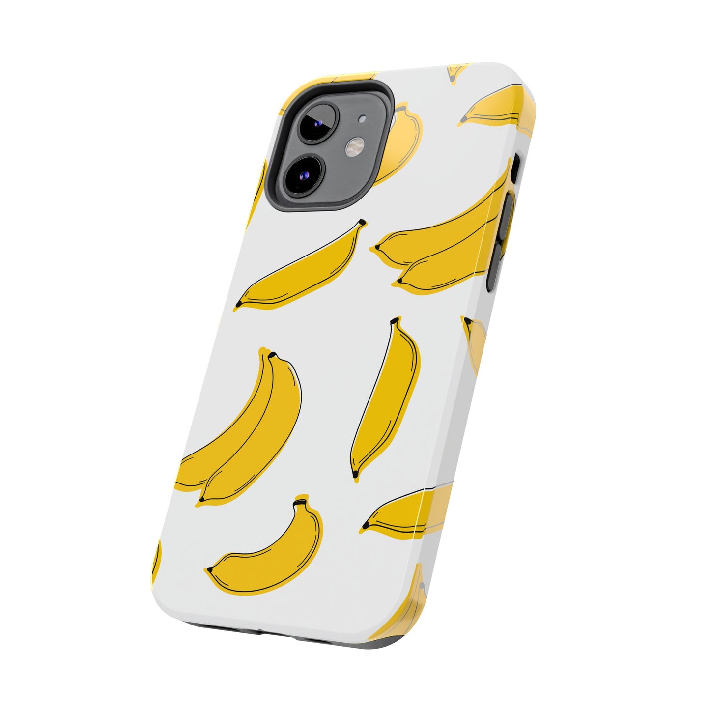 Bold Yellow Banana Pattern Minimal Line Art Tough Phone Case | Food