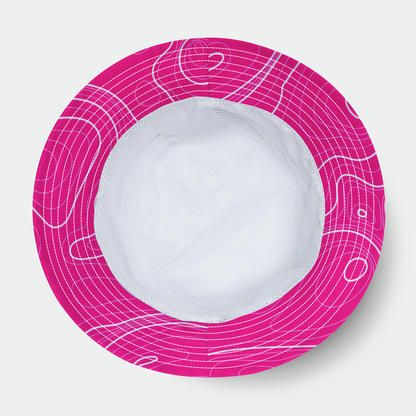 Pink and White Topo Bucket Hat