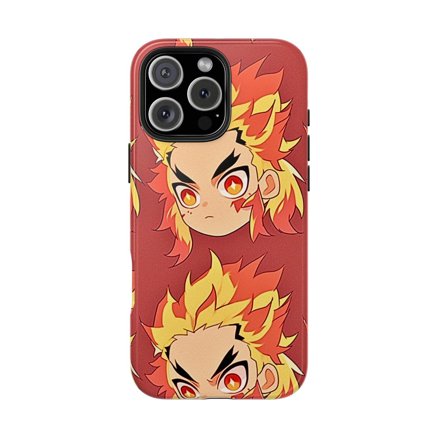Rengoku Head Pattern Dark Orange Tough Phone Case | Anime - Demon Slayer