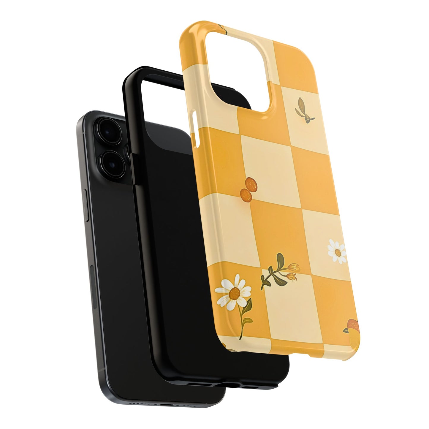 Yellow Checkered Preppy Daisies Tough Phone Case | Aesthetic