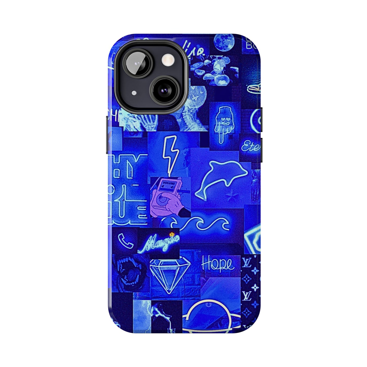 Blue Neon Style Tough Phone Case | Aesthetic