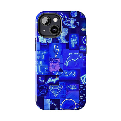 Blue Neon Style Tough Phone Case | Aesthetic
