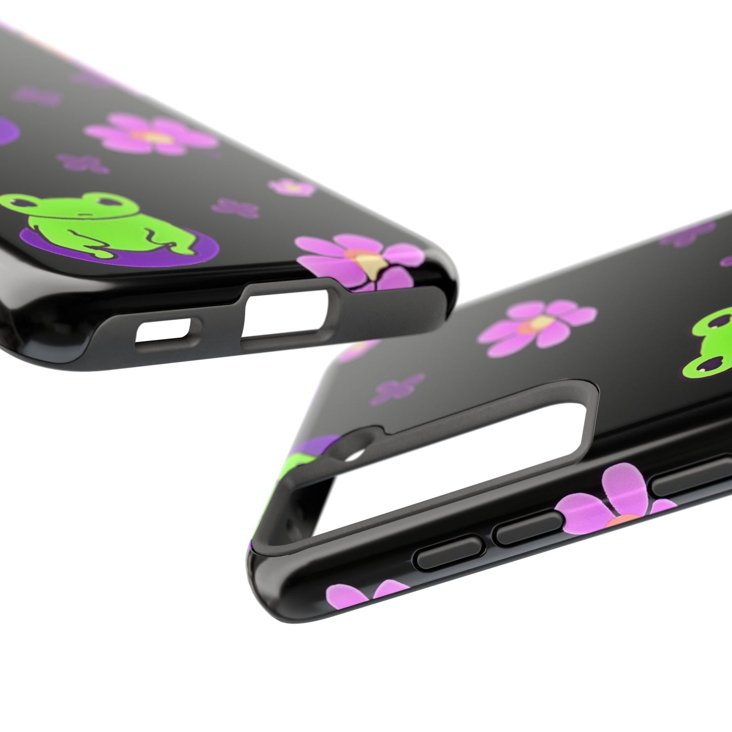 Cute Frog & Pink Flowers Pattern Style Tough Phone Case | Animals