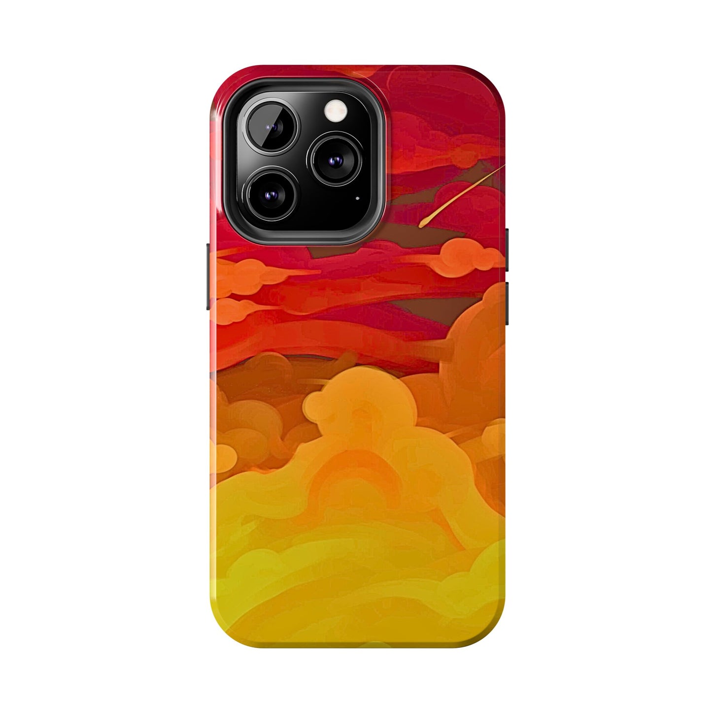 Funda resistente para teléfono con diseño de nubes rojas y naranjas | Estética
