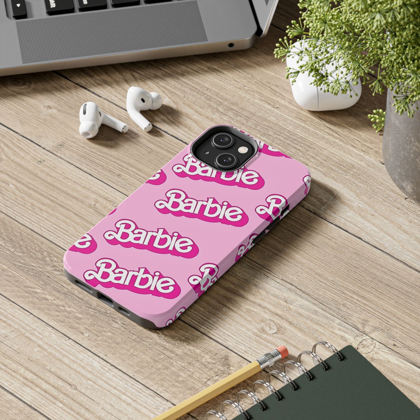 Funda rígida para teléfono con estampado retro del logotipo de Barbie | Estética