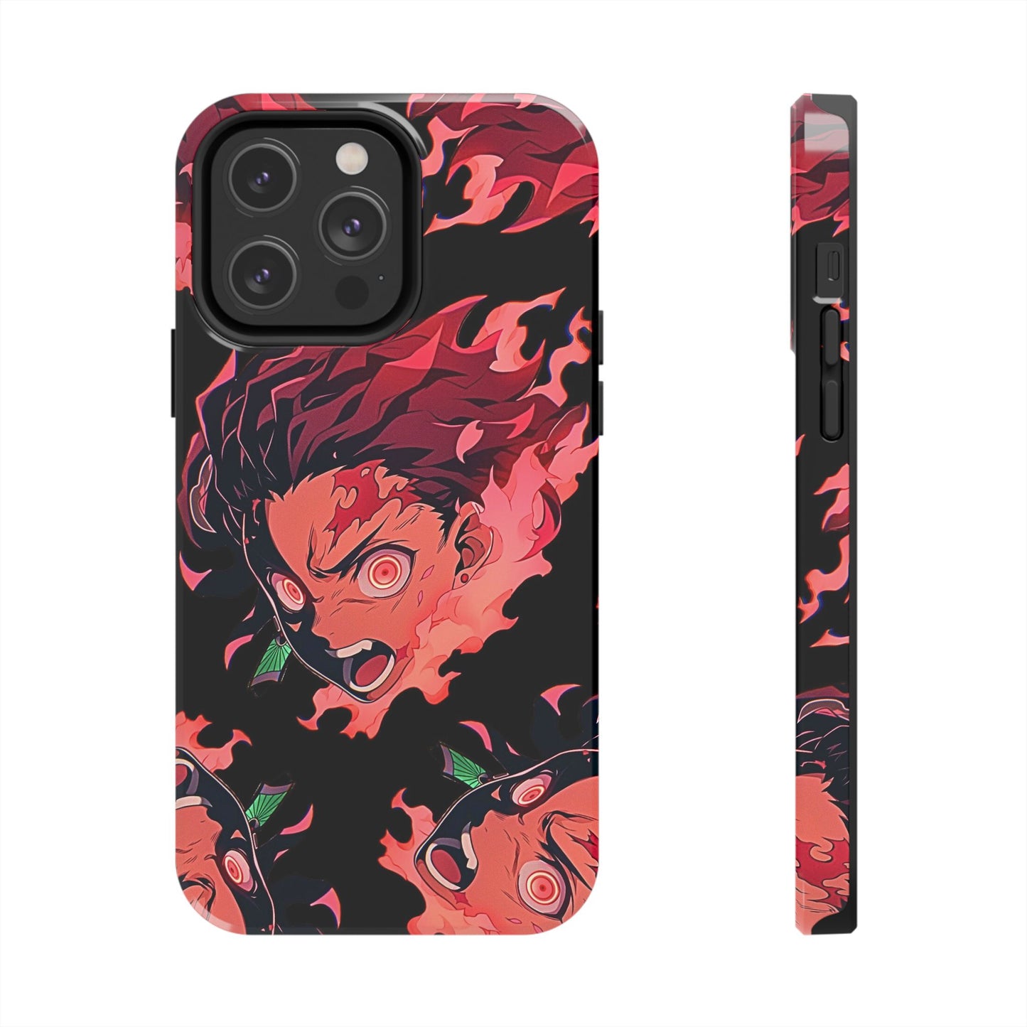 Tanjiro Kamado Flamed Style Black Tough Phone Case | Anime - Demon Slayer