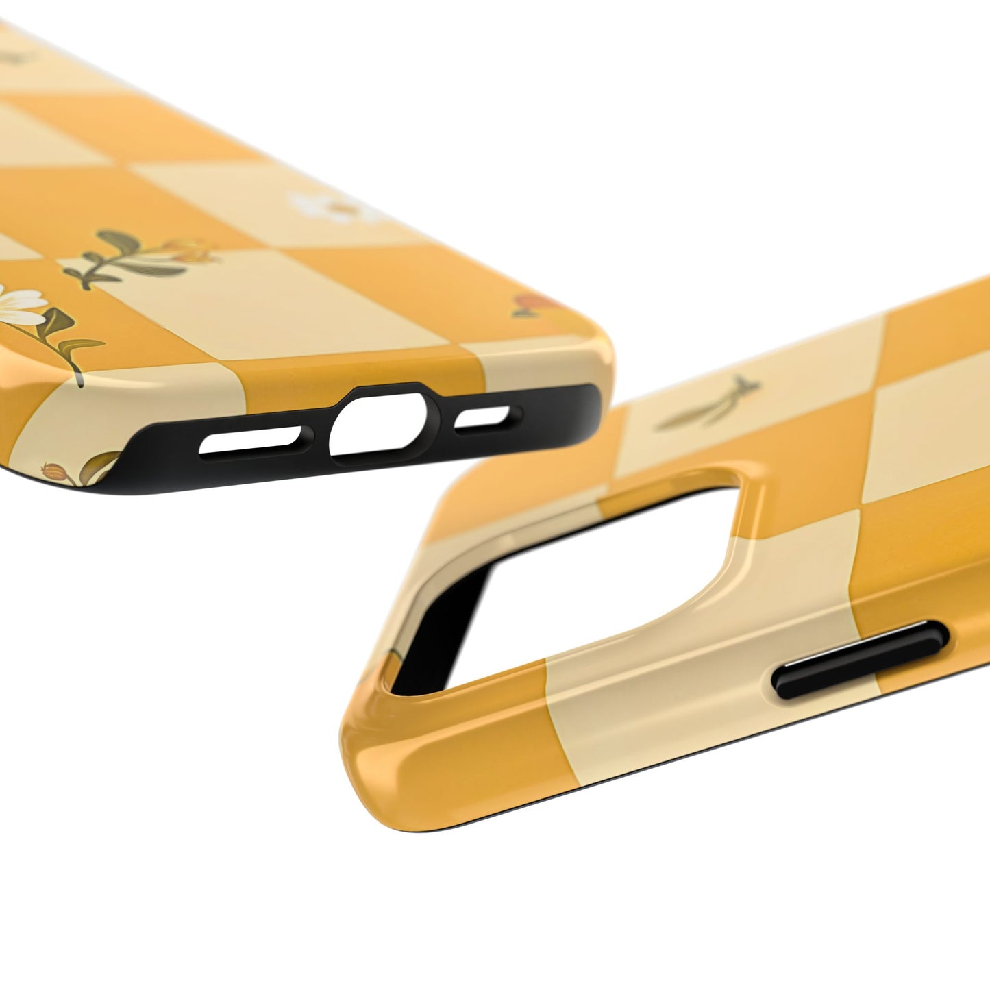 Yellow Checkered Preppy Daisies Tough Phone Case | Aesthetic
