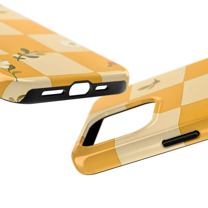 Yellow Checkered Preppy Daisies Tough Phone Case | Aesthetic