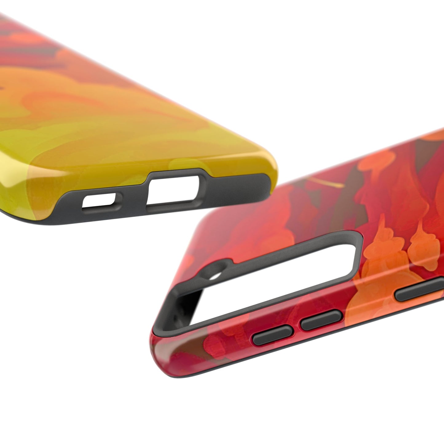 Funda resistente para teléfono con diseño de nubes rojas y naranjas | Estética