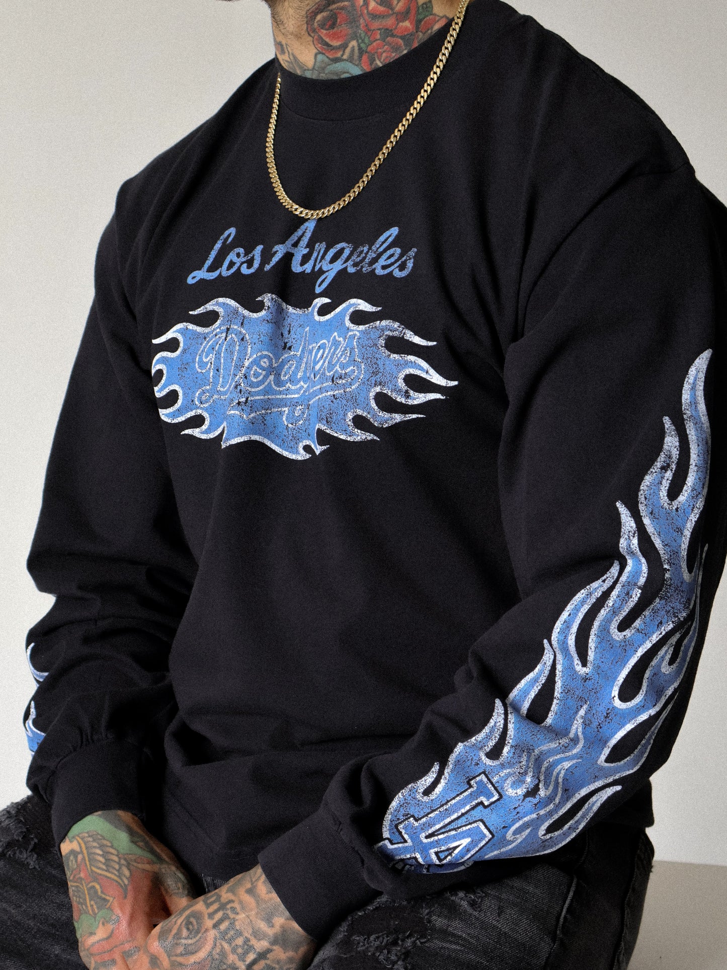Black - Blue Flame Long Sleeve