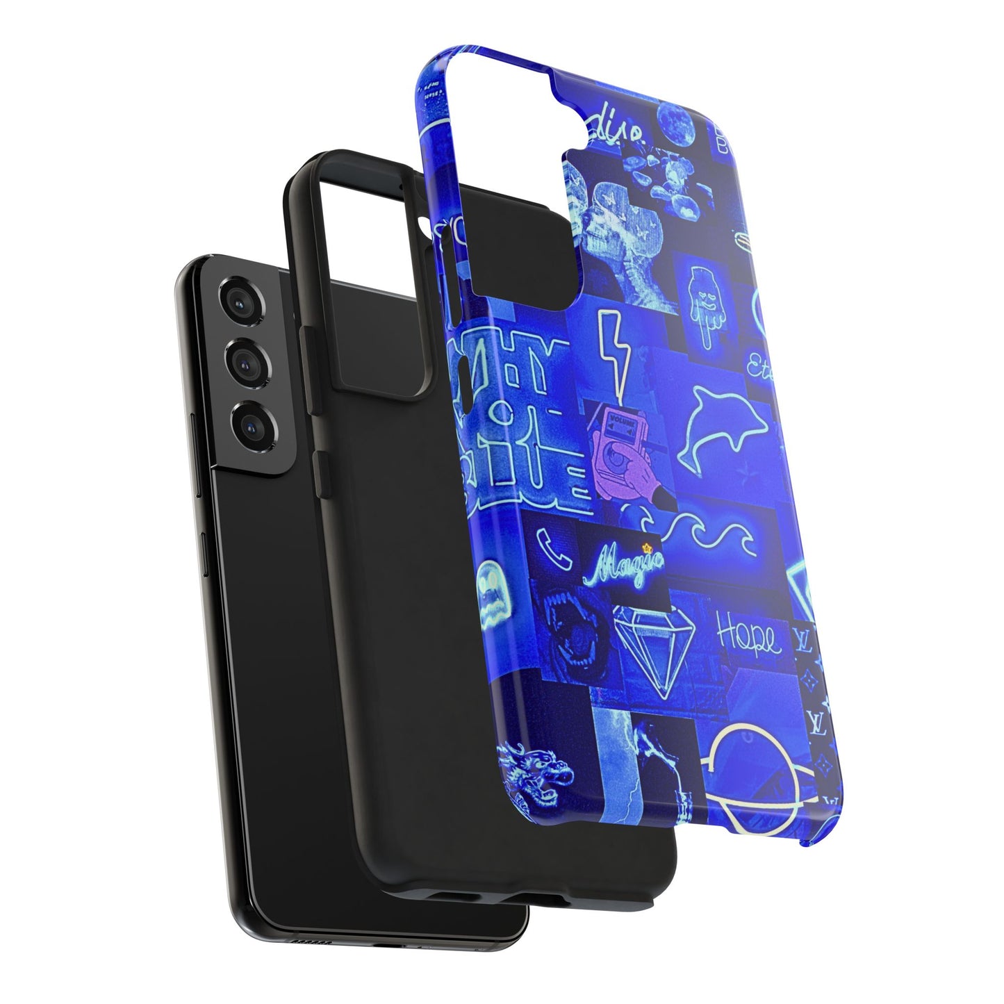 Blue Neon Style Tough Phone Case | Aesthetic