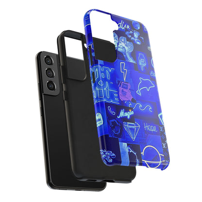 Blue Neon Style Tough Phone Case | Aesthetic