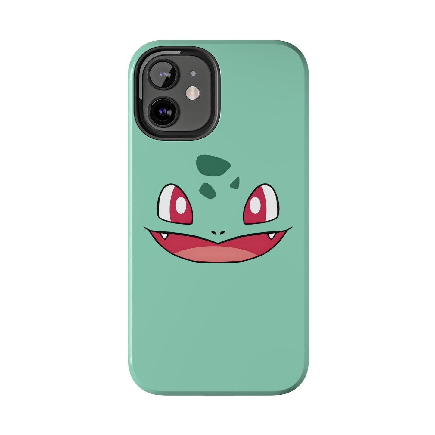 Green Leaf Dino Smile Red Eyes Cute Creature Tough Phone Case | Anime