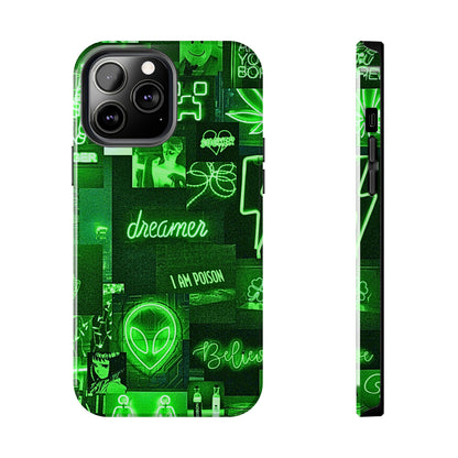 Green Neon Style Tough Phone Case | Aesthetic