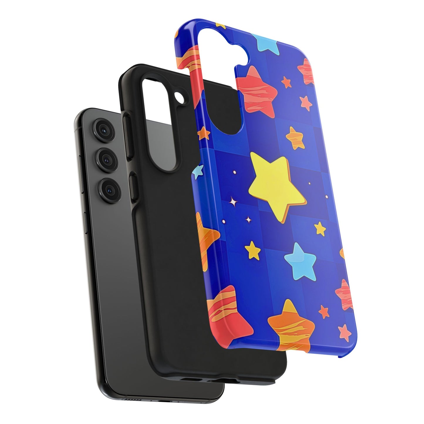 Funda resistente para teléfono con estampado de estrellas vibrantes y preppy | Estética