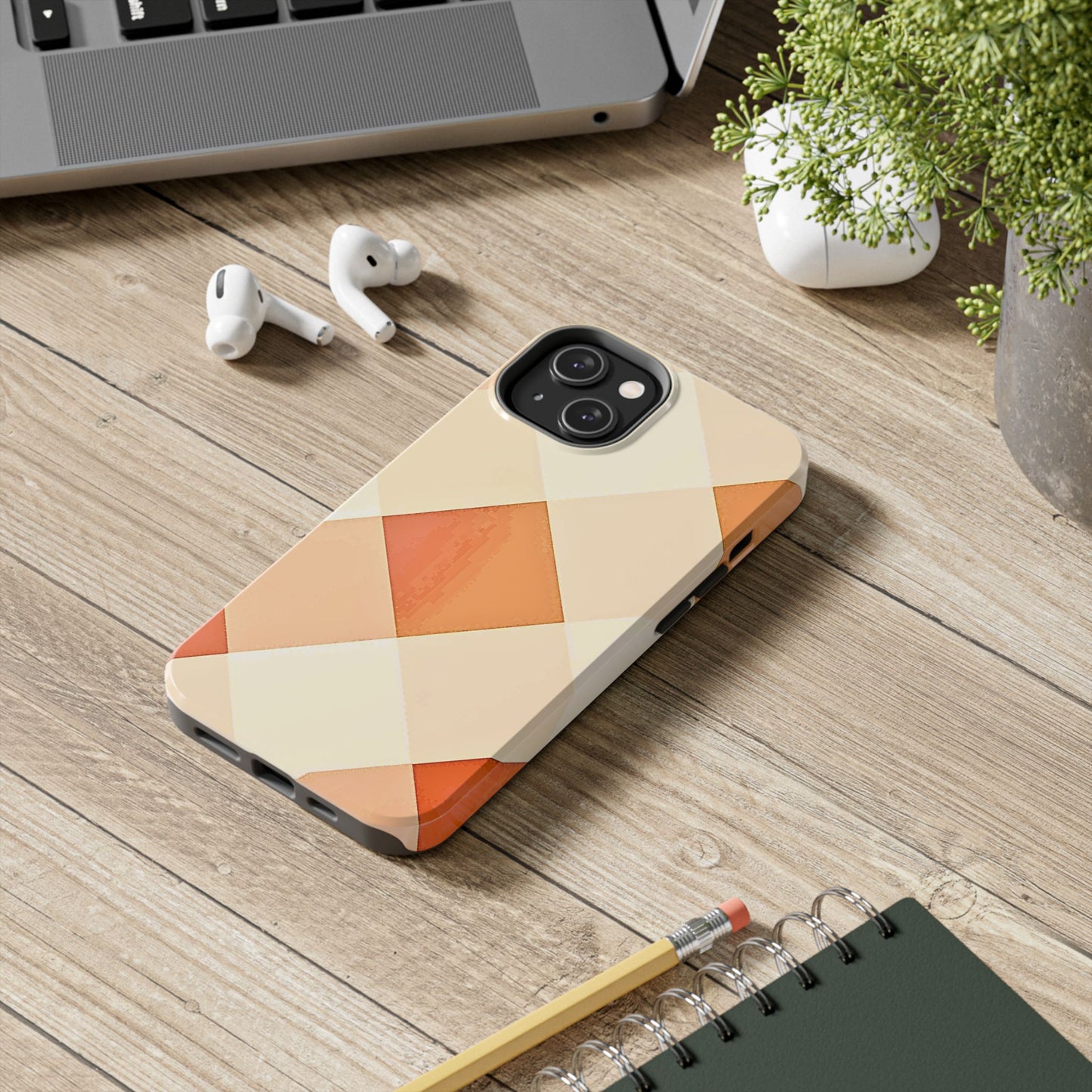Pastel Minimalist Two-Tone Checkerboard Tough Phone Case | Aesthetic
