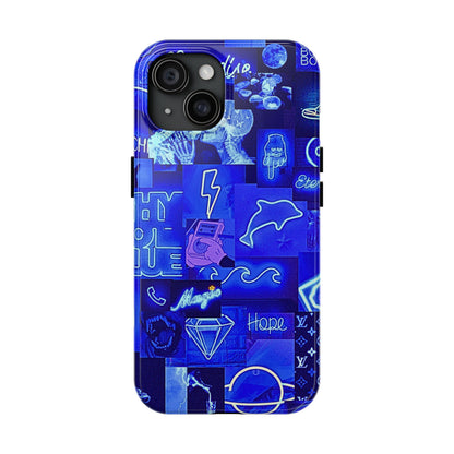 Blue Neon Style Tough Phone Case | Aesthetic
