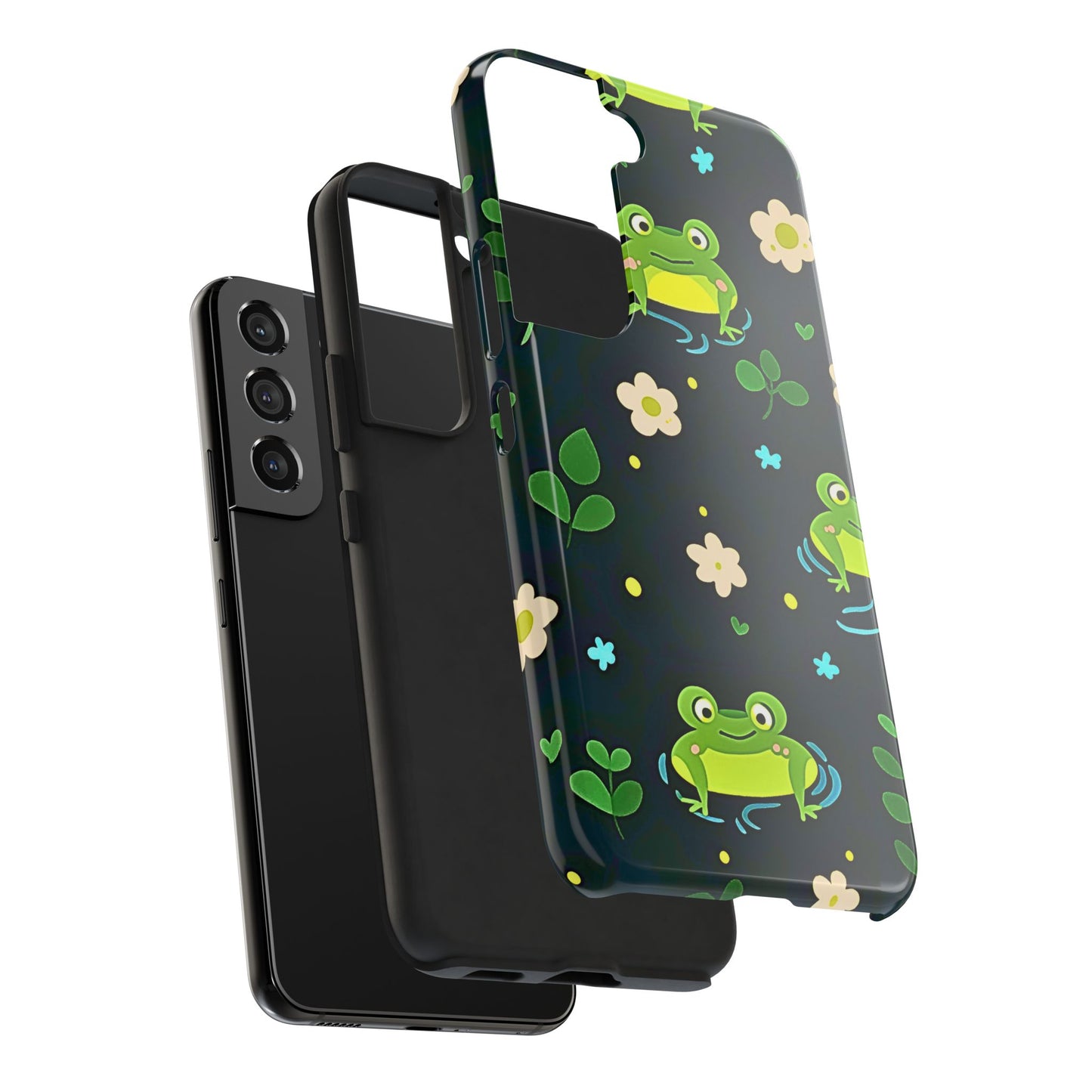 Kawaii Froggy Pattern Black Tough Phone Case | Animals
