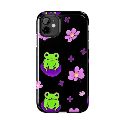 Cute Frog & Pink Flowers Pattern Style Tough Phone Case | Animals