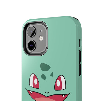 Green Leaf Dino Smile Red Eyes Cute Creature Tough Phone Case | Anime
