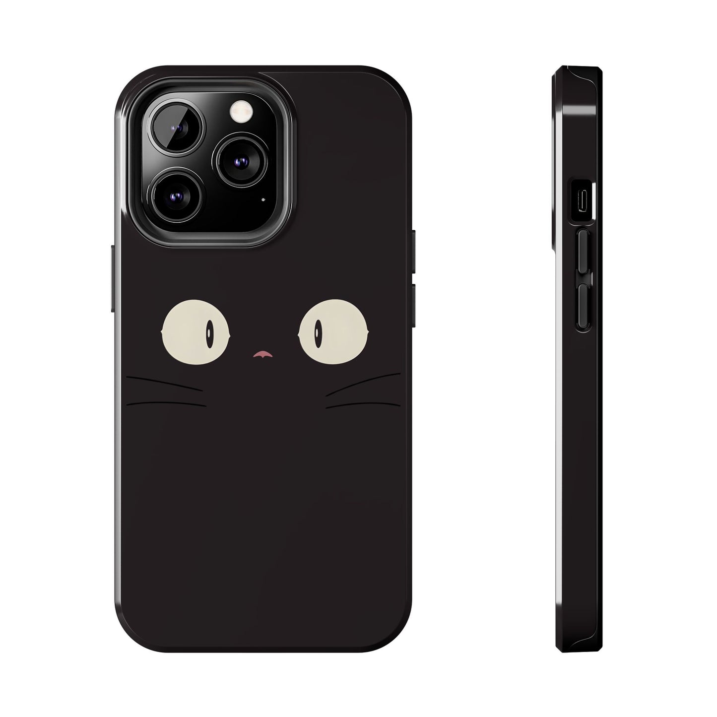 Adorable Black Cat Face and Eyes Minimal Tough Phone Case | Animals