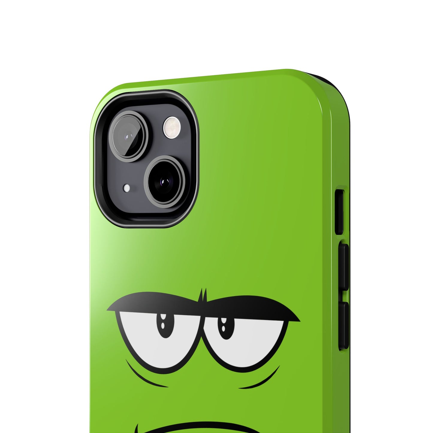 Grumpy Mood Face Green Background Funny Expression Tough Phone Case | Funny