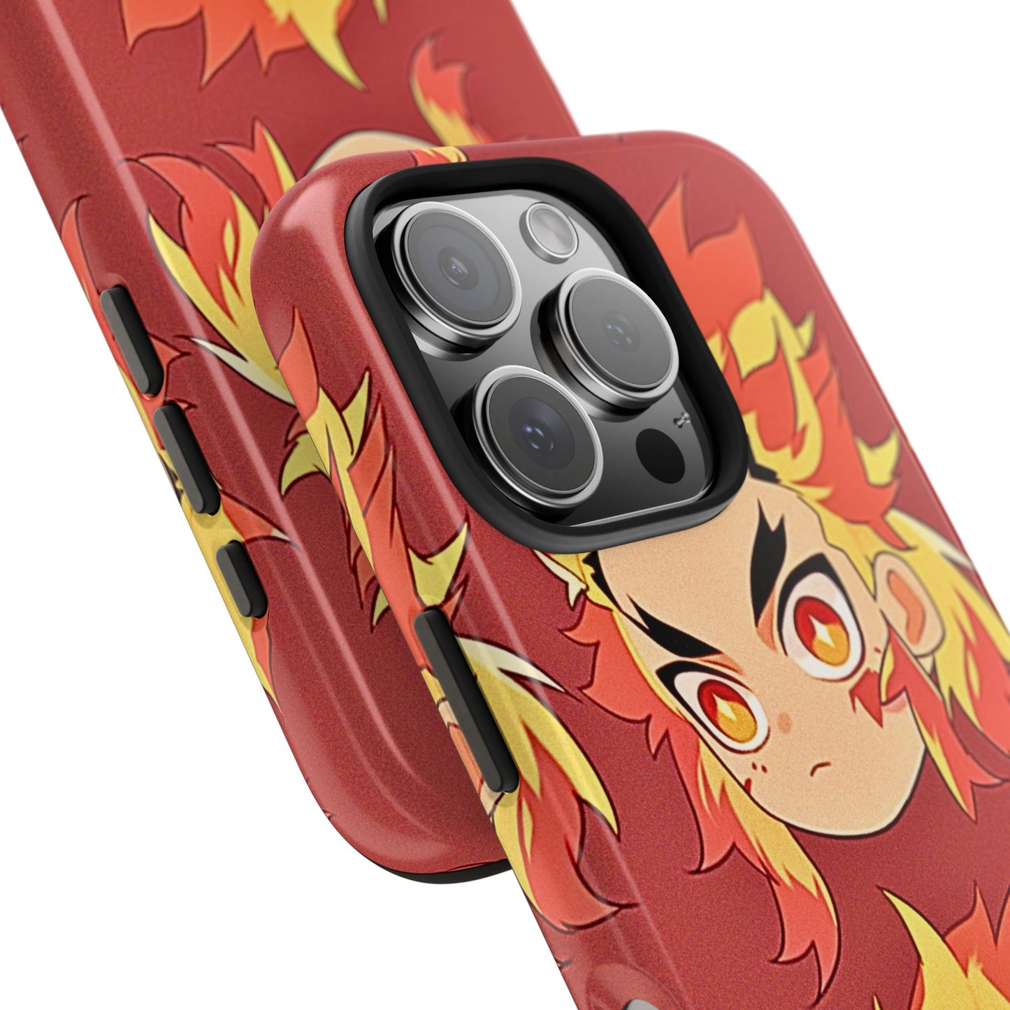 Rengoku Head Pattern Dark Orange Tough Phone Case | Anime - Demon Slayer
