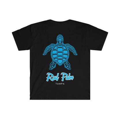 Rad Palm Blue Sea Turtle Unisex Softstyle T-Shirt