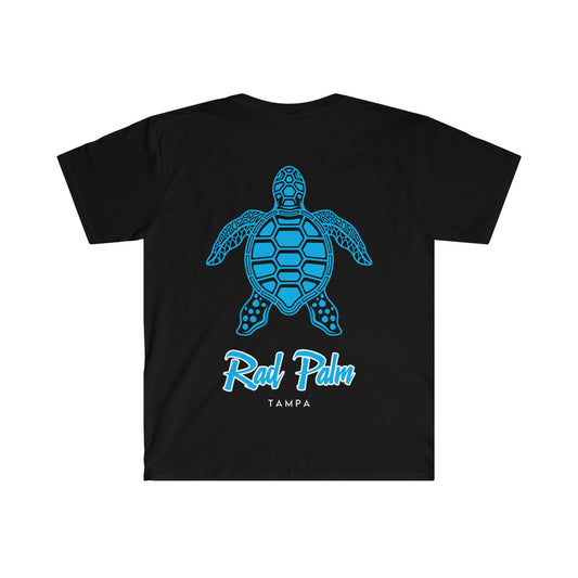 Rad Palm Blue Sea Turtle Unisex Softstyle T-Shirt