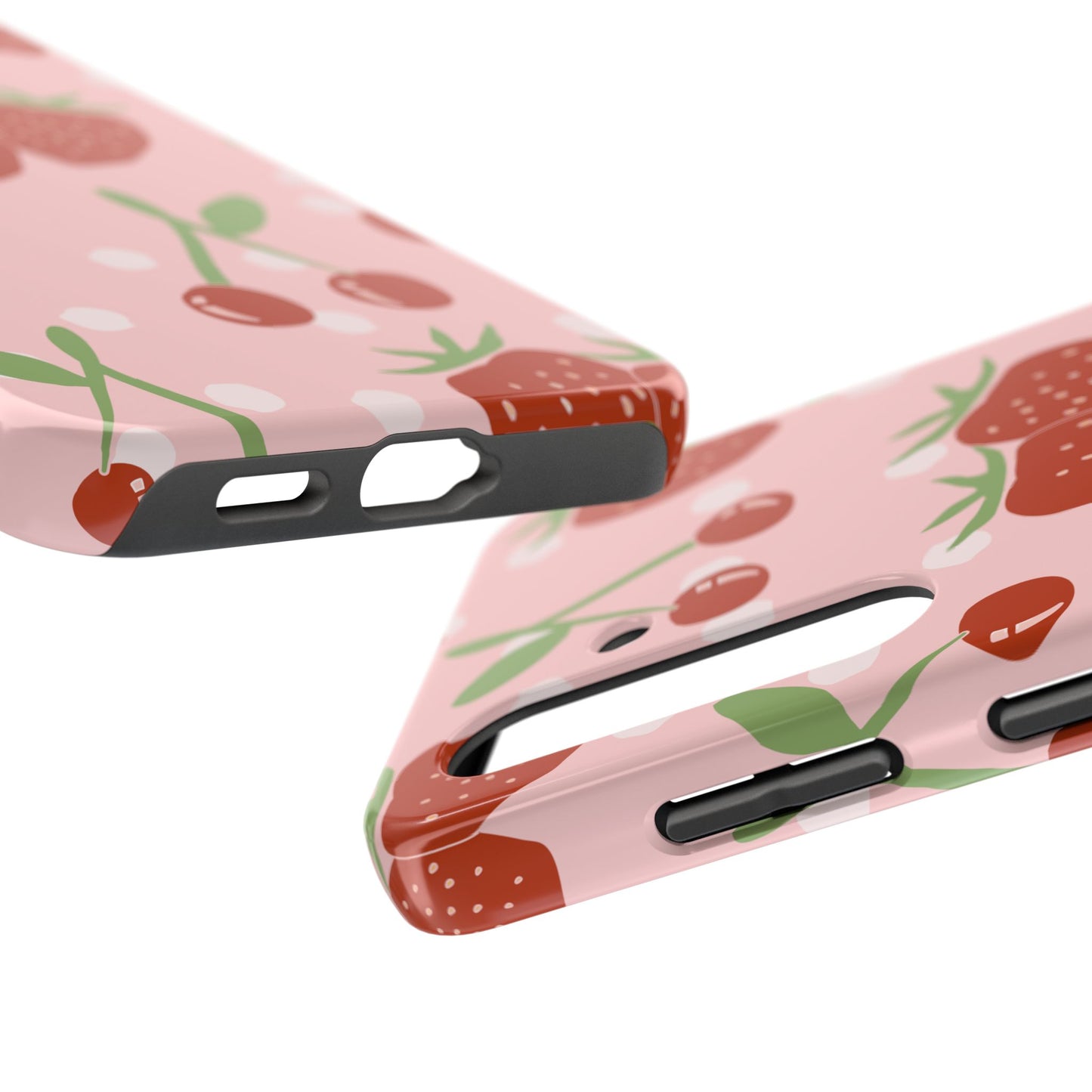 Cute Pink and Red Cherry and Strawberry Tough Phone Case | Food