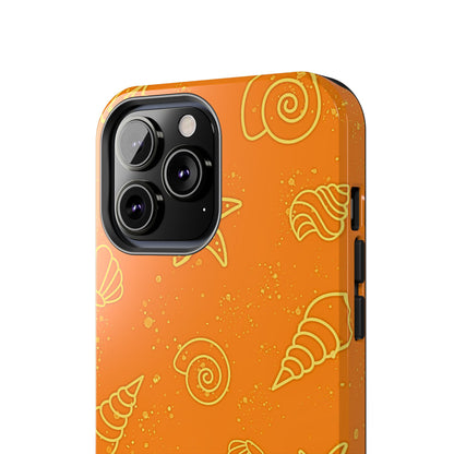 Funda resistente para teléfono con diseño de conchas naranjas | Estética