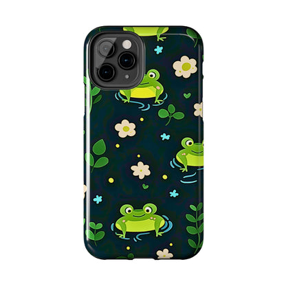 Kawaii Froggy Pattern Black Tough Phone Case | Animals
