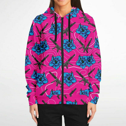 Rad Palm High Capacity Hibiscus Zip Up Hoodie