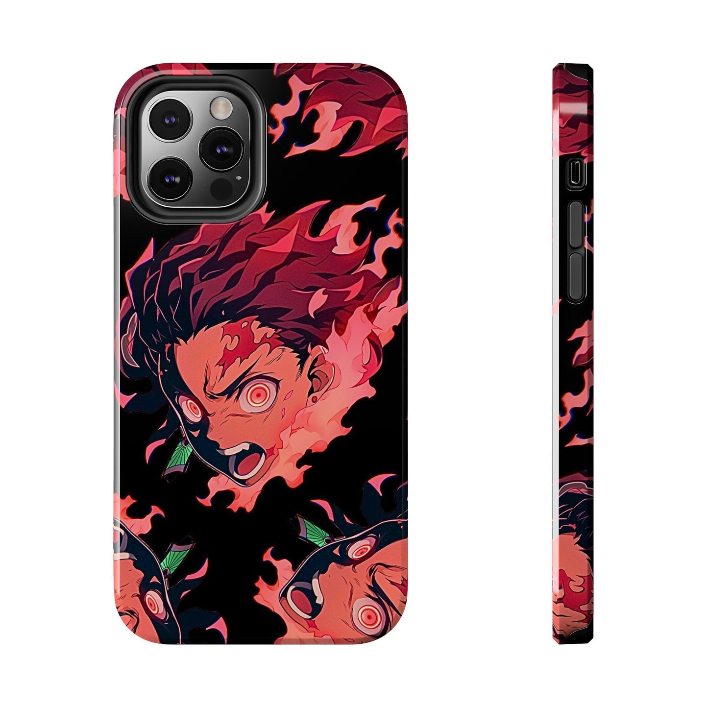 Tanjiro Kamado Flamed Style Black Tough Phone Case | Anime - Demon Slayer