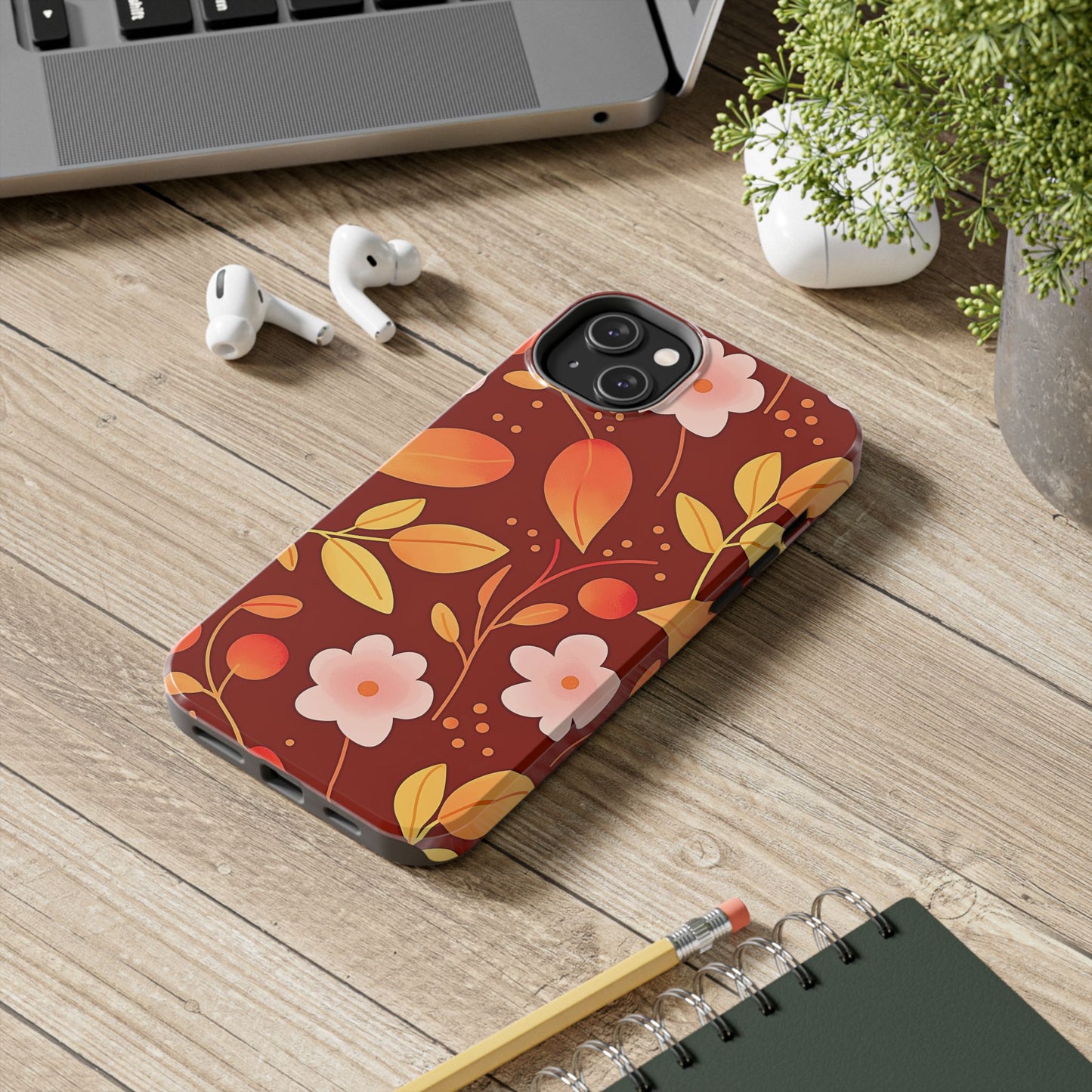 Autumn Fall Leaf Pattern Tough Phone Case | Aesthetic