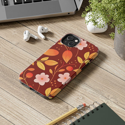 Autumn Fall Leaf Pattern Tough Phone Case | Aesthetic