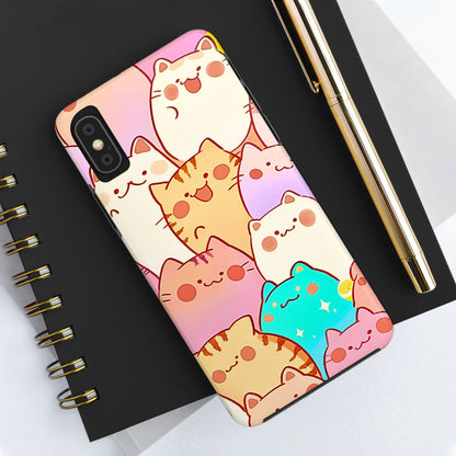 Kawaii Chubby Adorable Cats Tough Phone Case | Animals