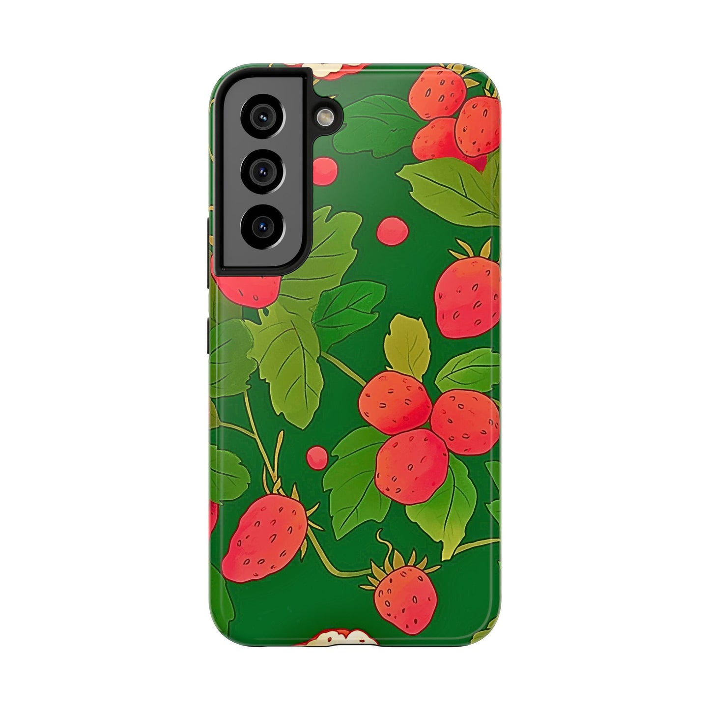 Dark Strawberry Pattern Preppy Tough Phone Case | Aesthetic