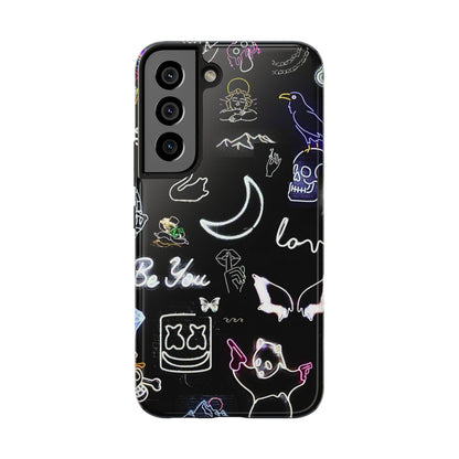 Funda resistente para teléfono estilo neón blanco | Estética