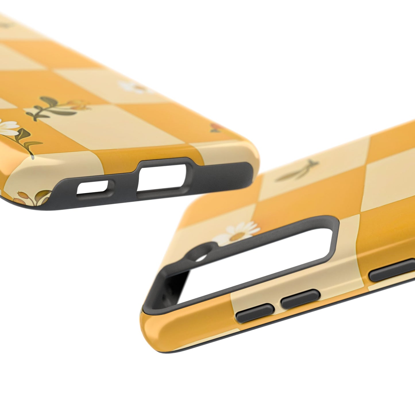 Yellow Checkered Preppy Daisies Tough Phone Case | Aesthetic