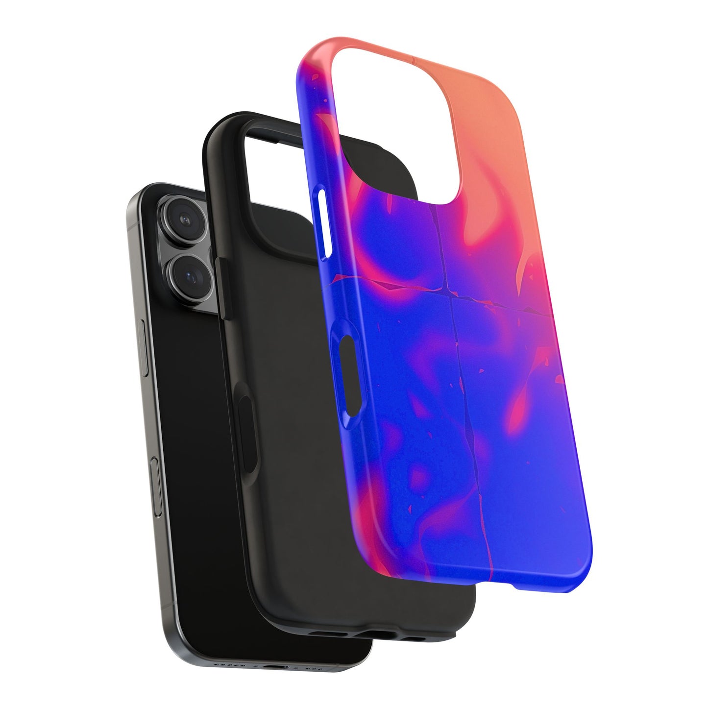 Funda resistente para teléfono con diseño de llamas, degradado abstracto y resplandor del atardecer | Estética